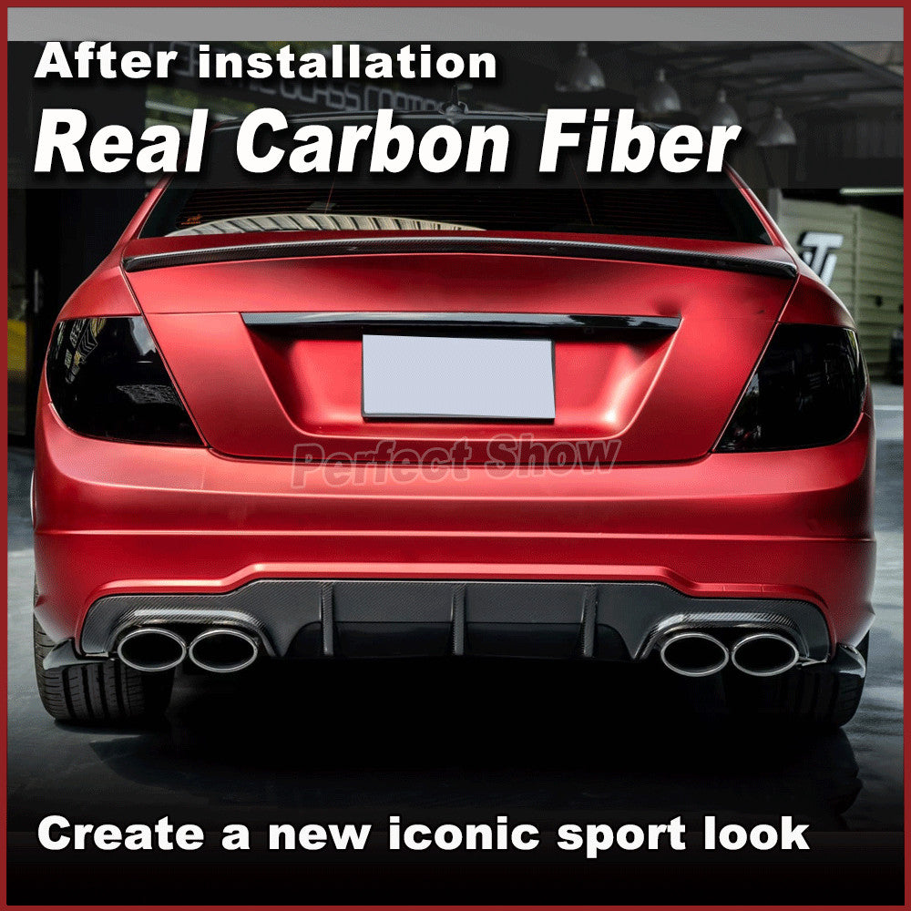 REAL Carbon Rear Diffuser Spoiler Fit for Mercedes W204 C63 Bumper 2012-2014