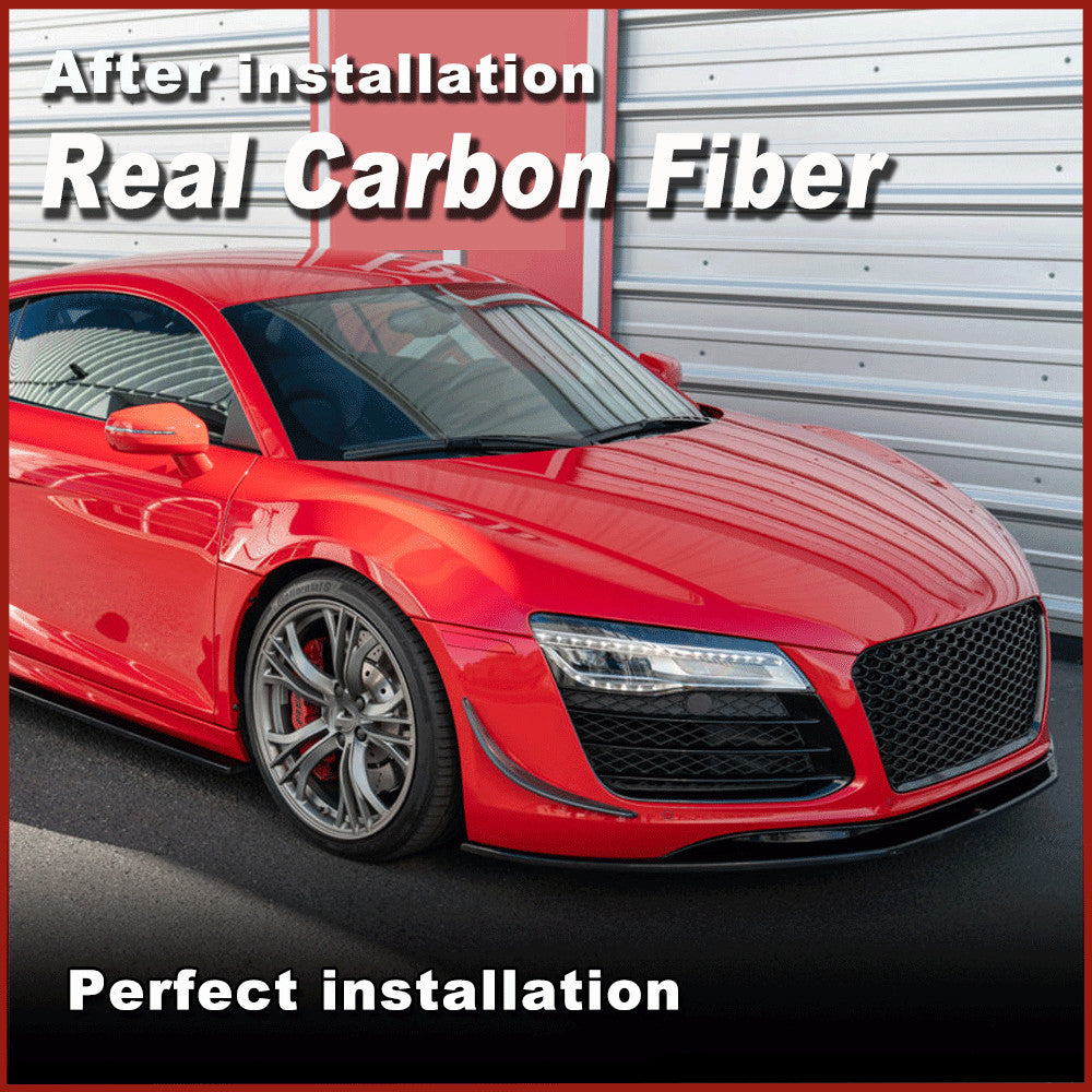 for Audi R8 V8 V10 2007-2015 Real Carbon Front Bumper Splitter Canard Fins Lips