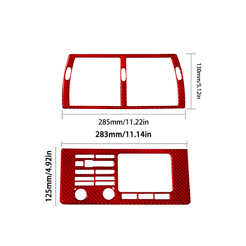 2-Piece Red Carbon Fiber Interior Center Console Cover Trim for BMW X5 E53