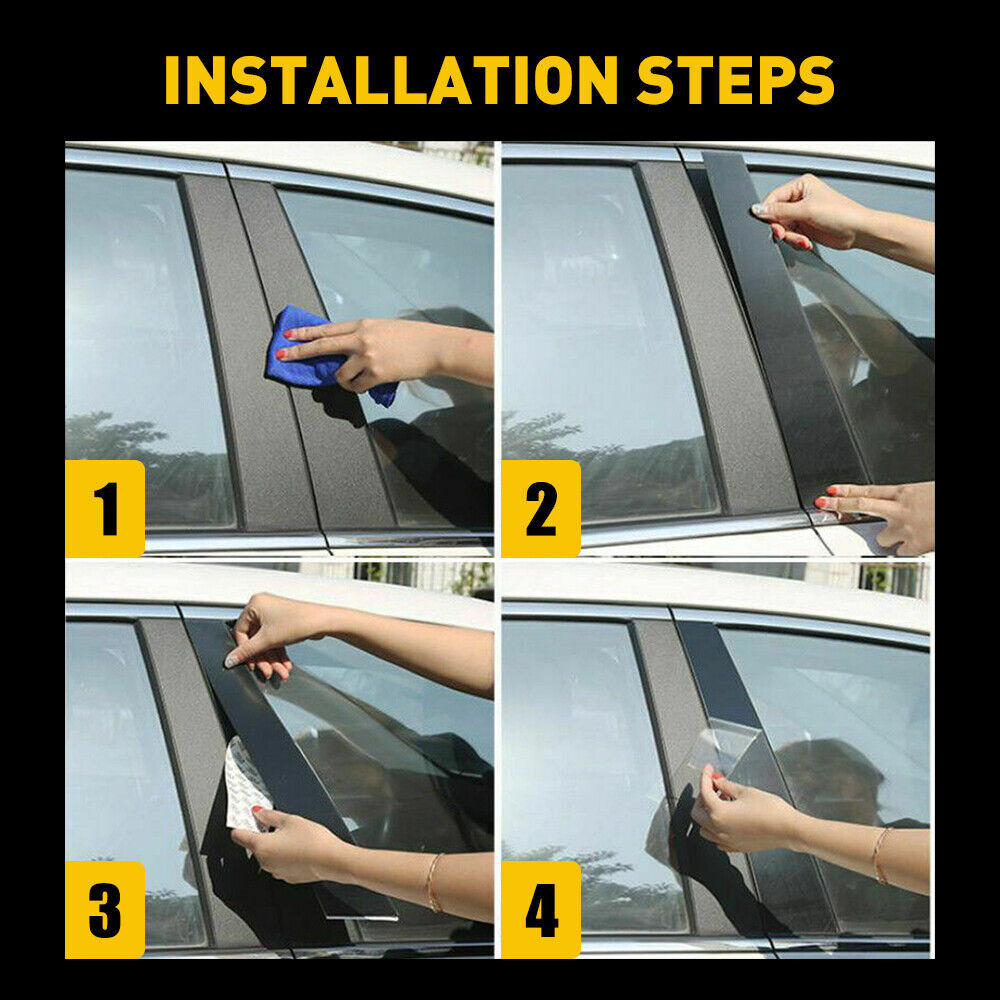 Black Pillar Posts for Toyota for Camry 2012-17 6pc Window Door Trim Piano Cover Kit