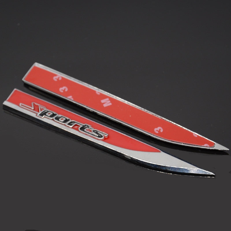 Car Bady Side Fender Red Sports Emblem Metal Badge Decal Racing Dagger Sticker