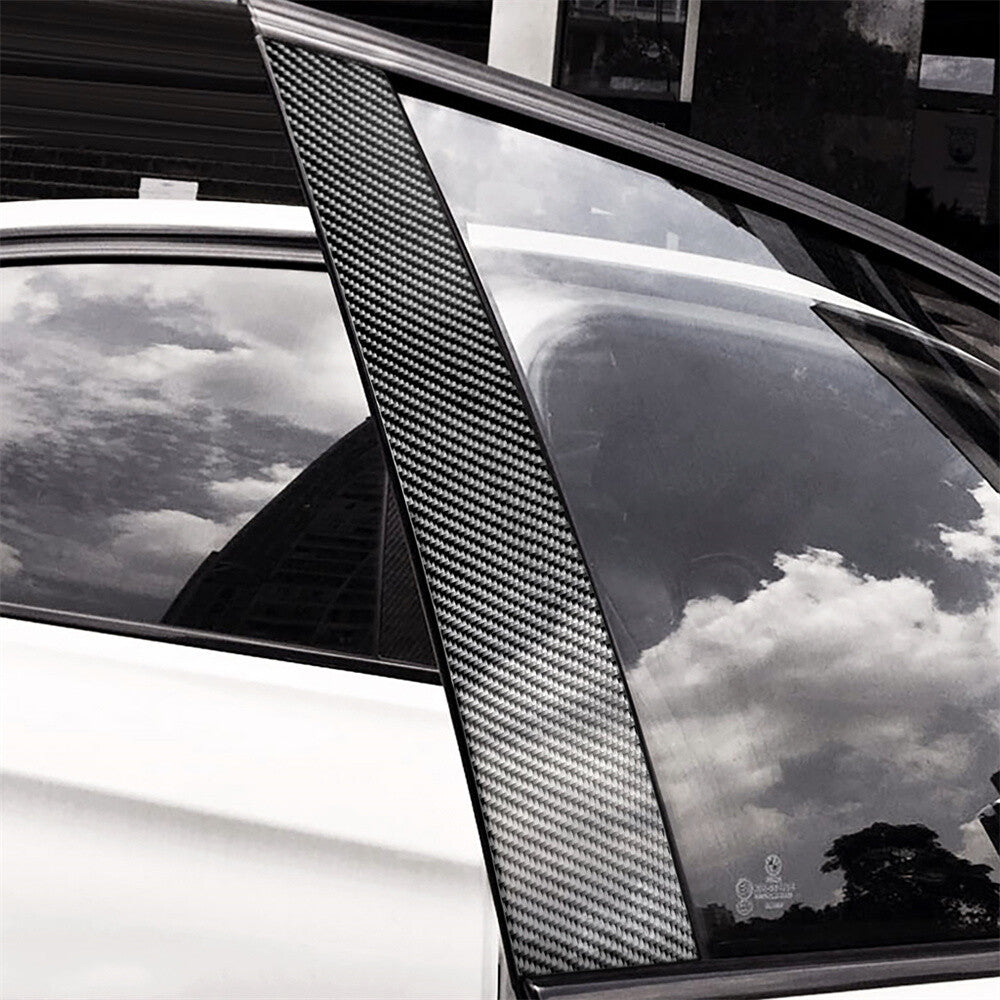 6Pcs Carbon Fiber Door Window Pillar Posts Panel Cover Kit for Audi A4 2009-2016