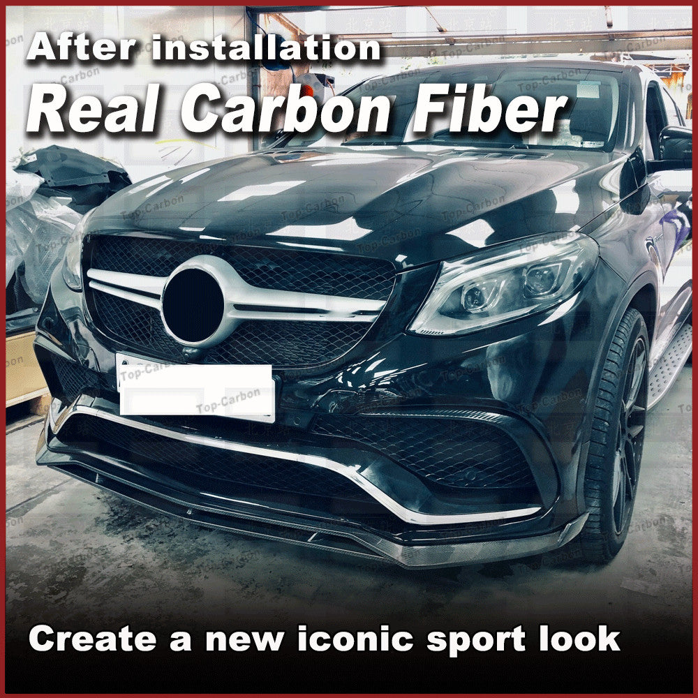 REAL CARBON Front Bumper Lip Wing Spoiler for Mercedes-Benz GLE63 2015-2018