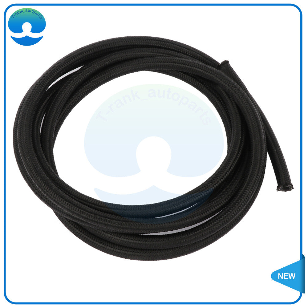 Black Small Engine Hose Universal Braided CPE Oil Fuel Gas Line Hose 10Ft An4
