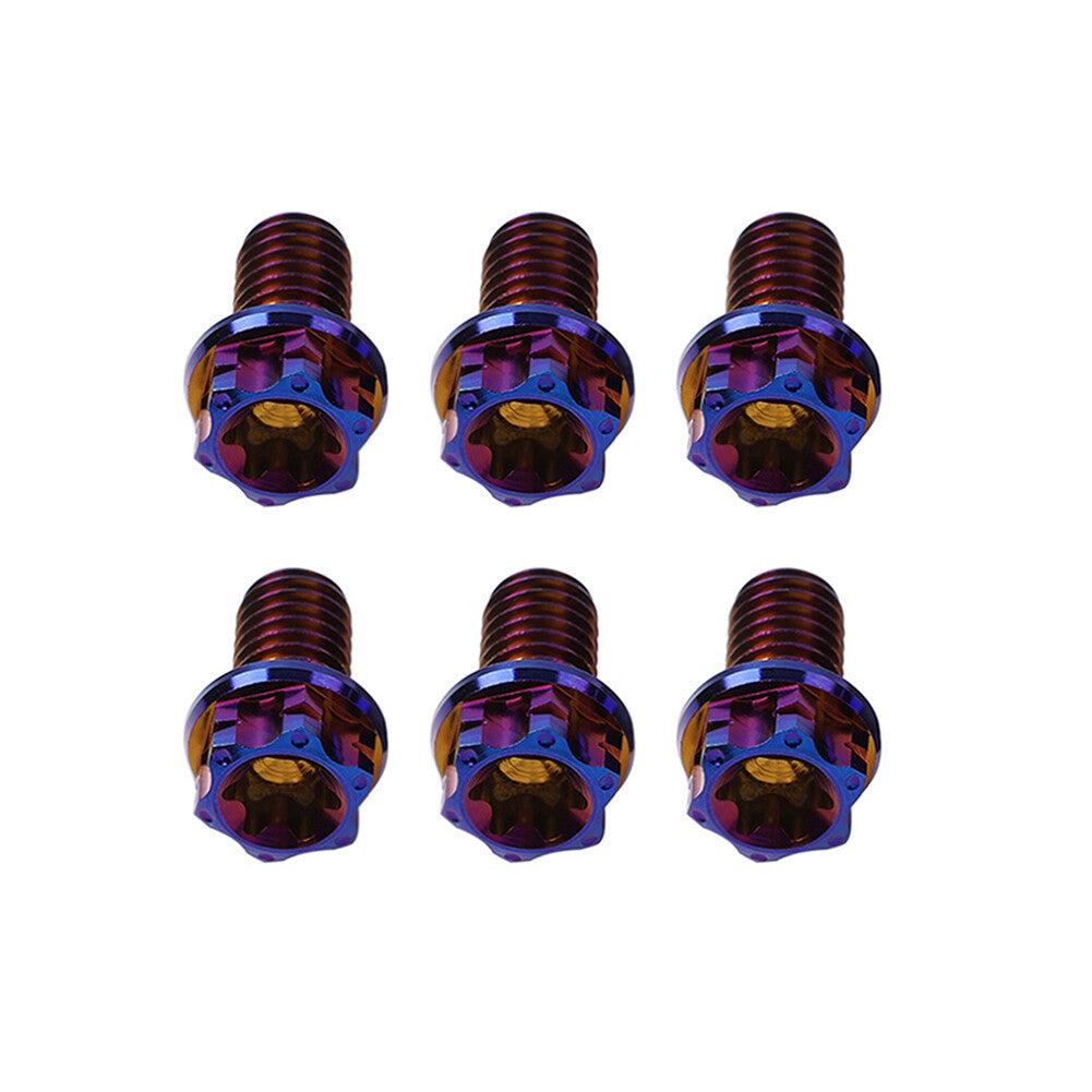 6pcs Bolts Torx Head Flange Screw M8x40mm Burn Blue For Motorcycle Bike