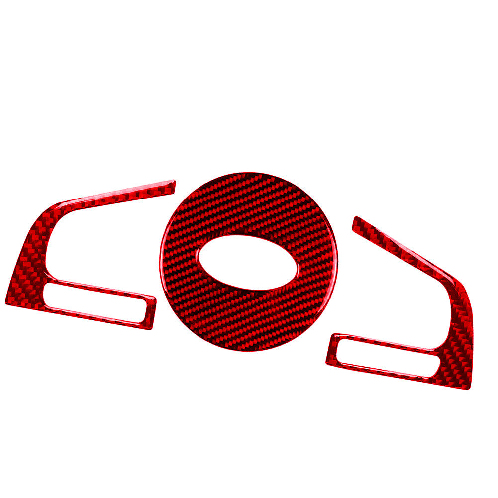 3X Red Carbon Fiber Front Steering Wheel Cover Kit for Subaru Forester 2013-2018