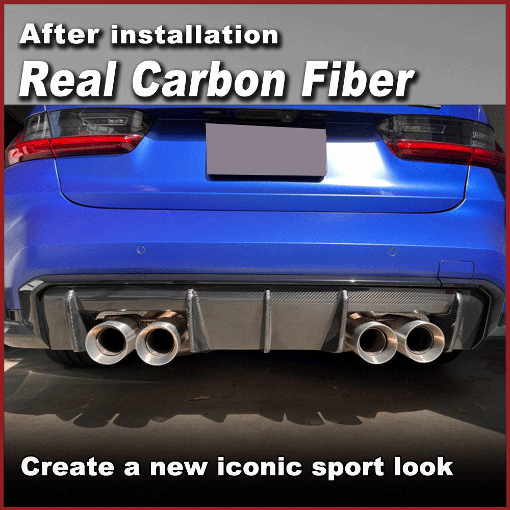 Fit for BMW G80 M3 G82 G83 M4 21-23 REAL CARBON Rear Bumper Diffuser Lip Spoiler