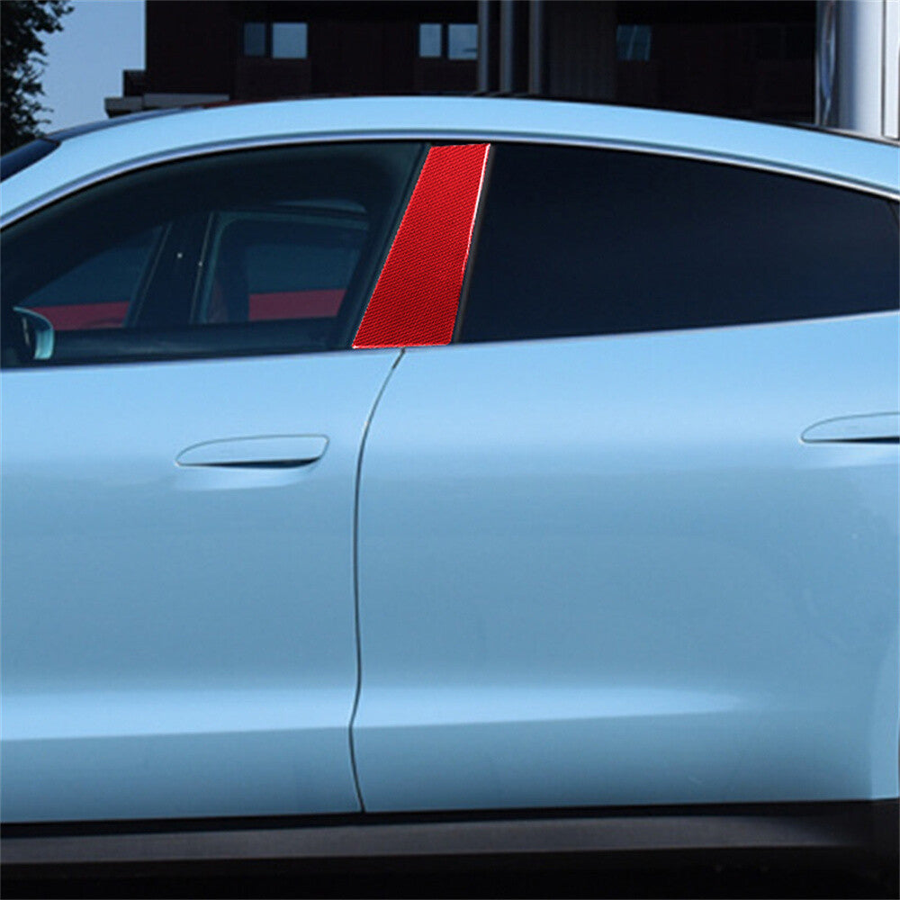 2Pcs Red Carbon Fiber Window B Pillar Post Panel Trim for Porsche Taycan 2019-22