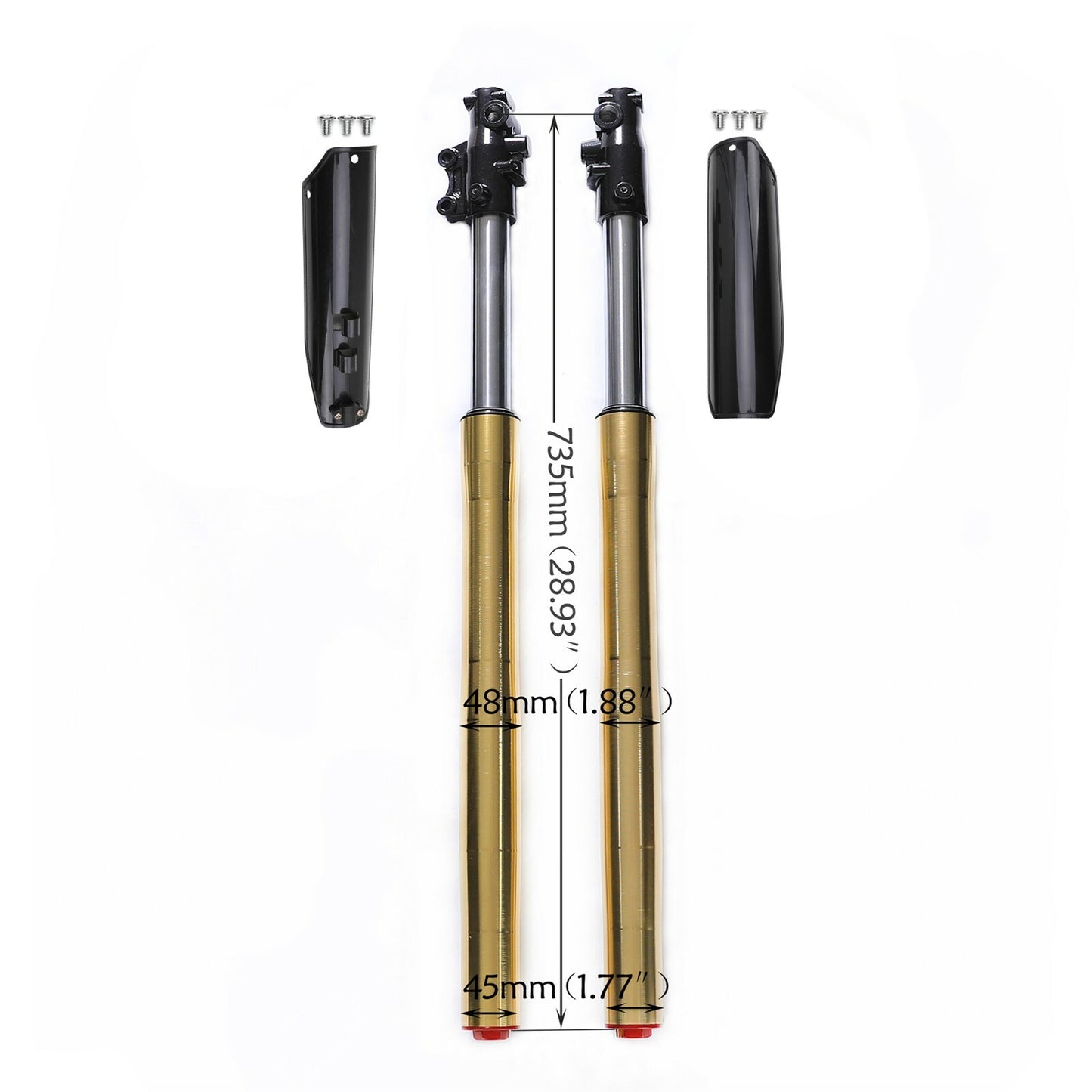 45/48mm front fork with shock-absorbing triple clamp for 110cc, 125cc, and 140cc Apollo Dirt Pit bicycles