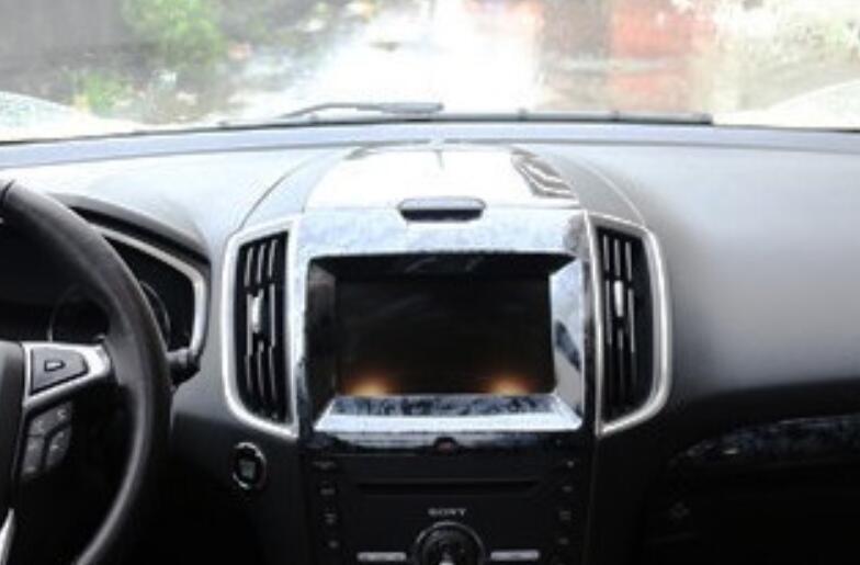 Black Wood Grain Car Middle Console Navigation Panel Trim for Ford Edge 2015-23