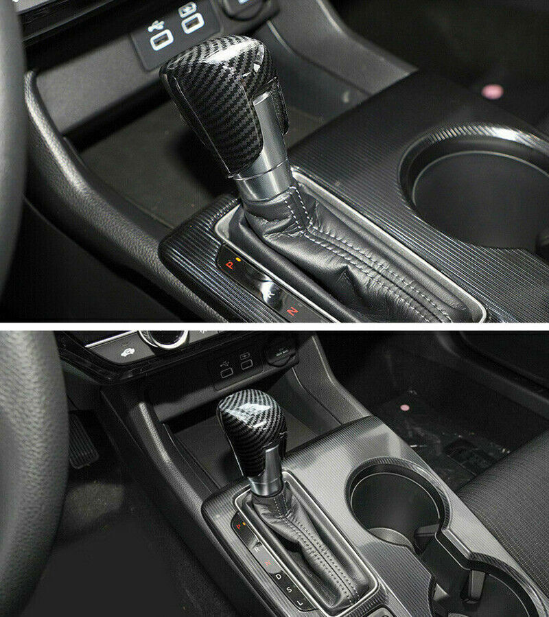 1X Carbon Fiber Inner Gear Shift Knob Head Trim Cap Cover for Honda for Civic 22-24