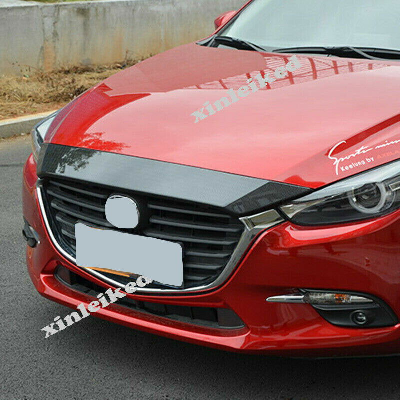 for Mazda 3 Axela 2017-18 Carbon Front Upper Grille Top Hood Garnish Cover Trim