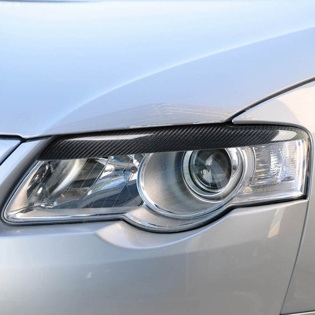 2¡ÁReal Carbon Fiber Headlight Eyelids Eyebrow Trim for VW for Passat B6 3C 2005-2010