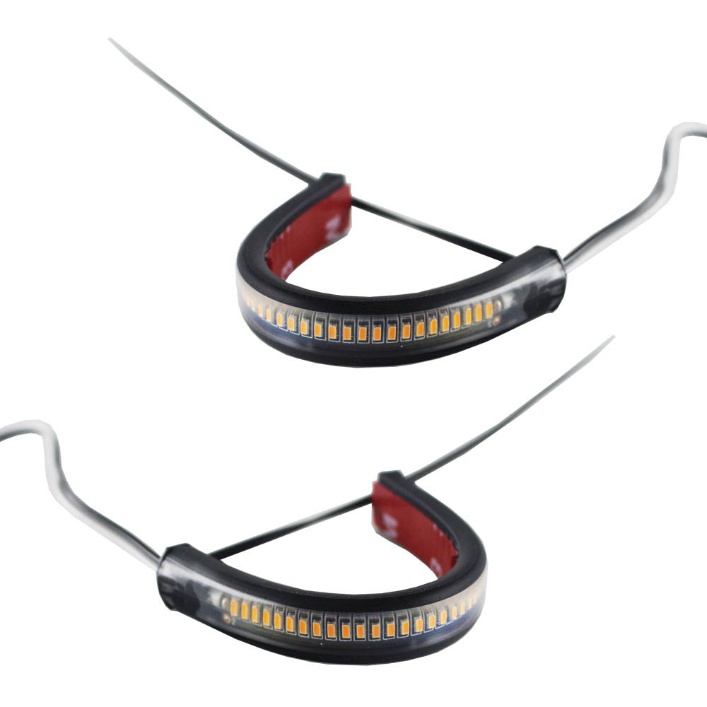 2-pack of bright amber LED light strips suitable for motorcycles, motorcycle forks, turn signals Q