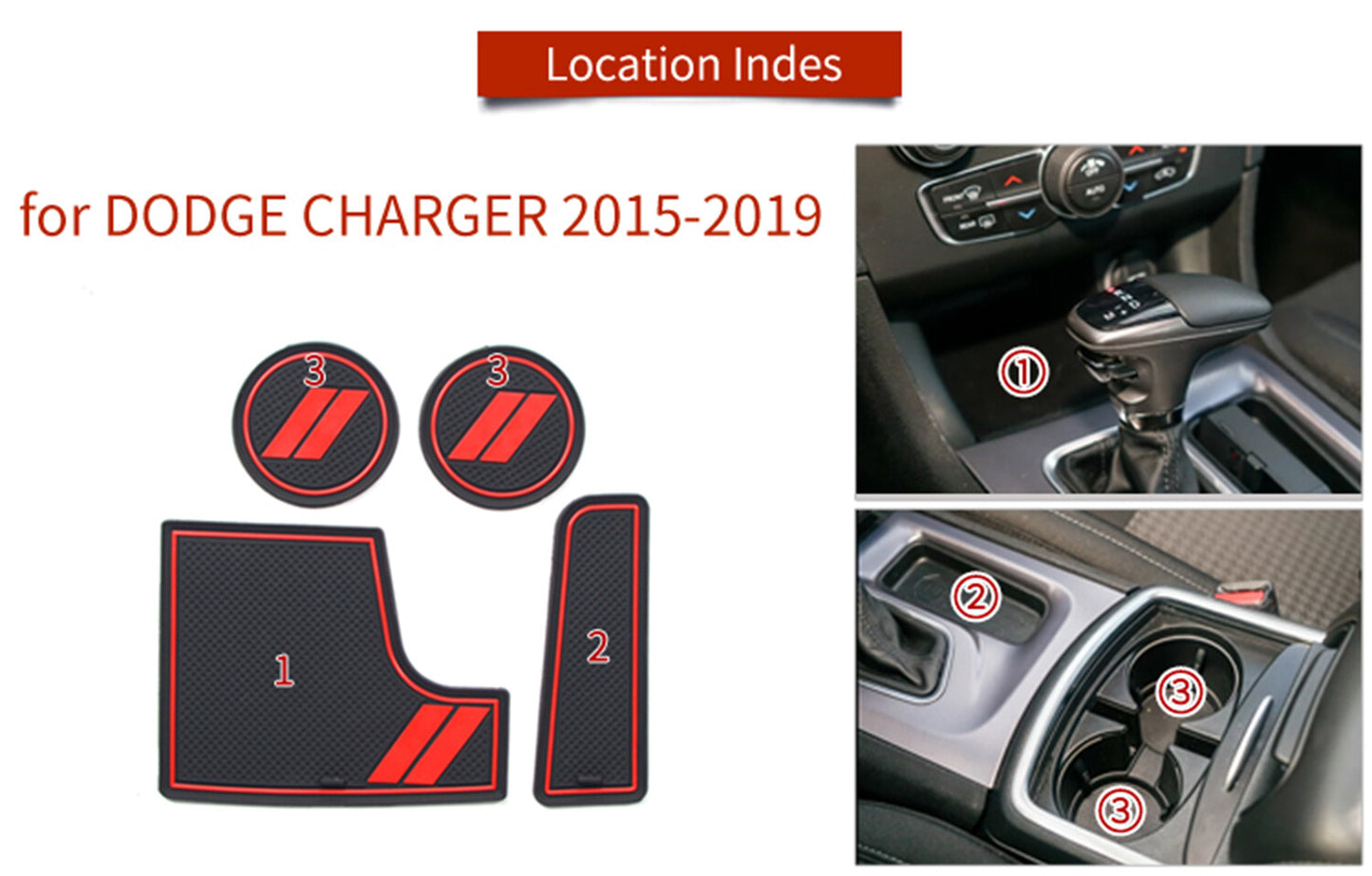 Custom Fit for Dodge Charger 2015-2020 Cup Holder Mat Door Gate Slot Storage Pad Q