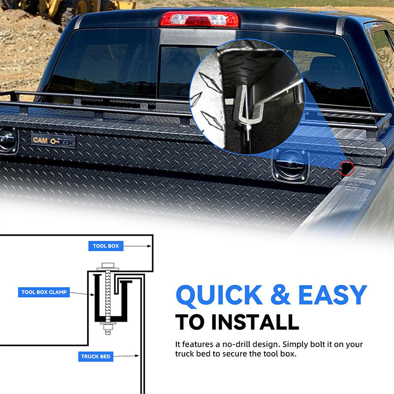 2-Piece Truck Toolbox Clamping Aluminum Fastening Clamp Toolbox Mounting Kit