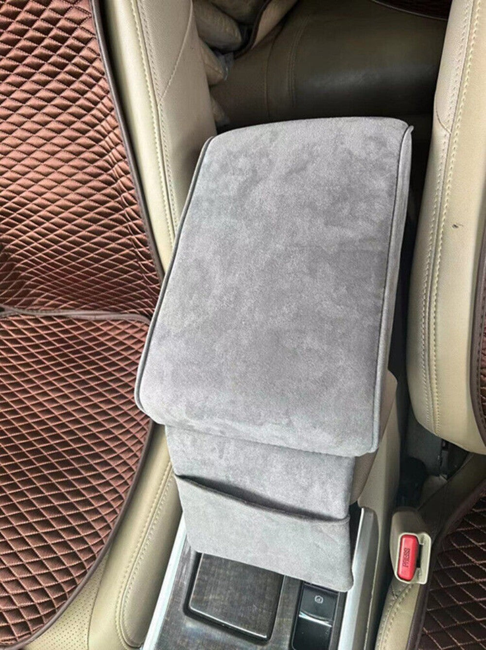 Armrest Cushion Car Center Console Cover for Seat Storage Box Protector Gray New n