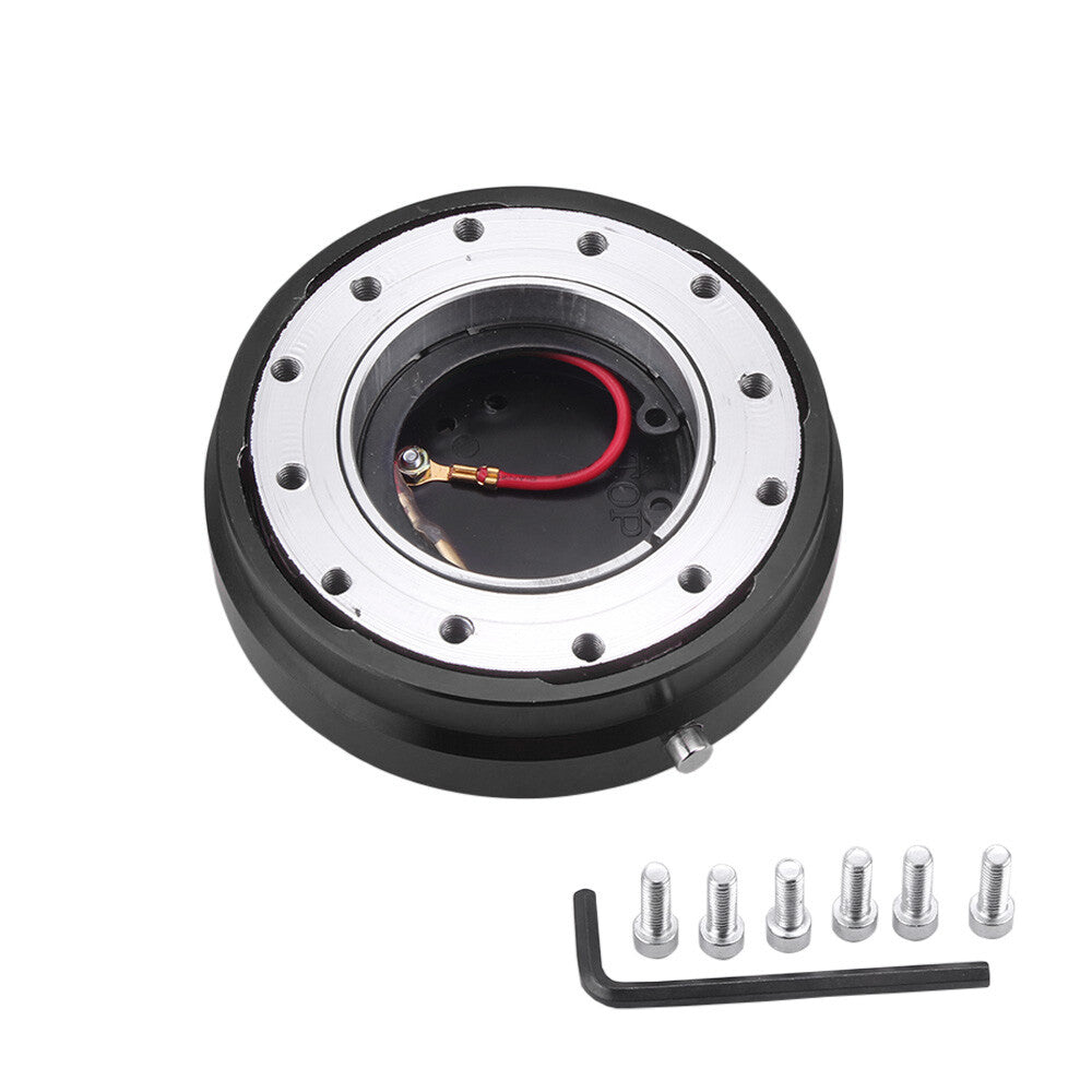 6 Hole Steering Wheel Quick Release Hub Racing Adapter Snap Off Bolt Black