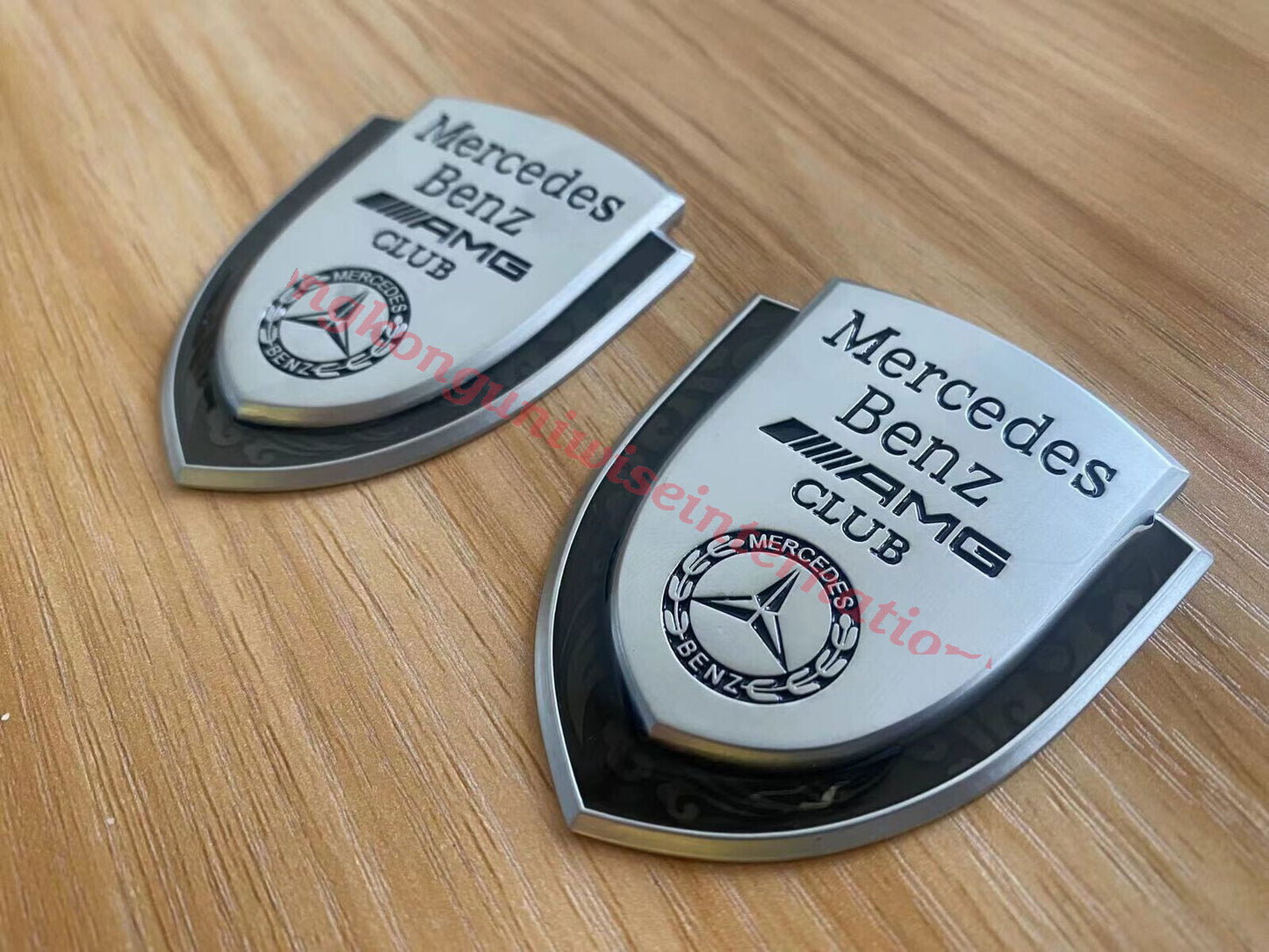 2X Chrome 3D Logo Badge Car Body Emblem Ornament for AMG A/B/C/E/S