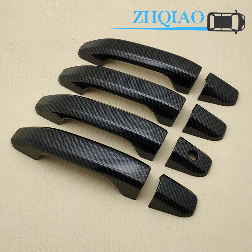 Carbon Fiber Style Door Handle Cover Trim Fits for Chevy Silverado 1500 2014-2019