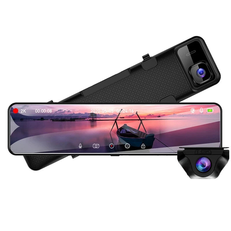 12in Car Dvr 2K Mirror Video Recorder Registrar Dash Cam 1080P Camera Rearview