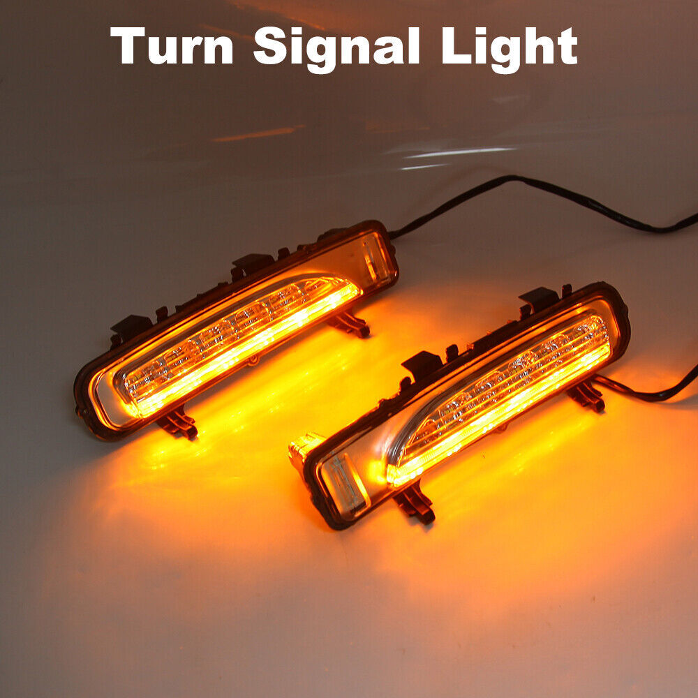 2x DRL for Ford Edge 2009-2014 LED Daytime Running Light w/ Turn Signal Fog Lamp