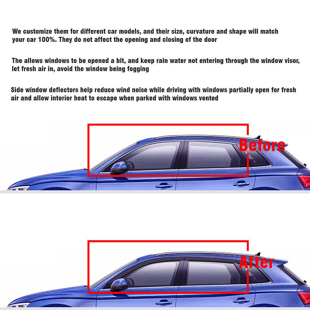 4P Sun Shield Rain Guard Window Visor Wind Deflector for 24-25 for Ford Ranger 4dr