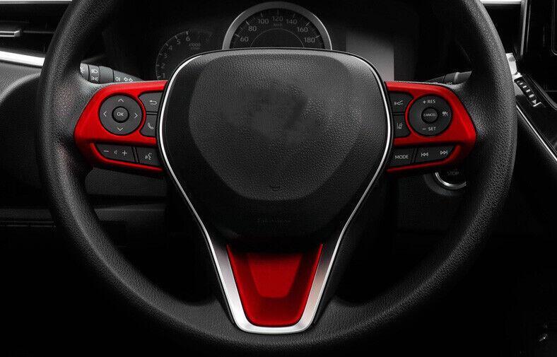 for Toyota for Corolla 2020-2023 Matte Red Inner Steering Wheel Button Cover Trim 3X