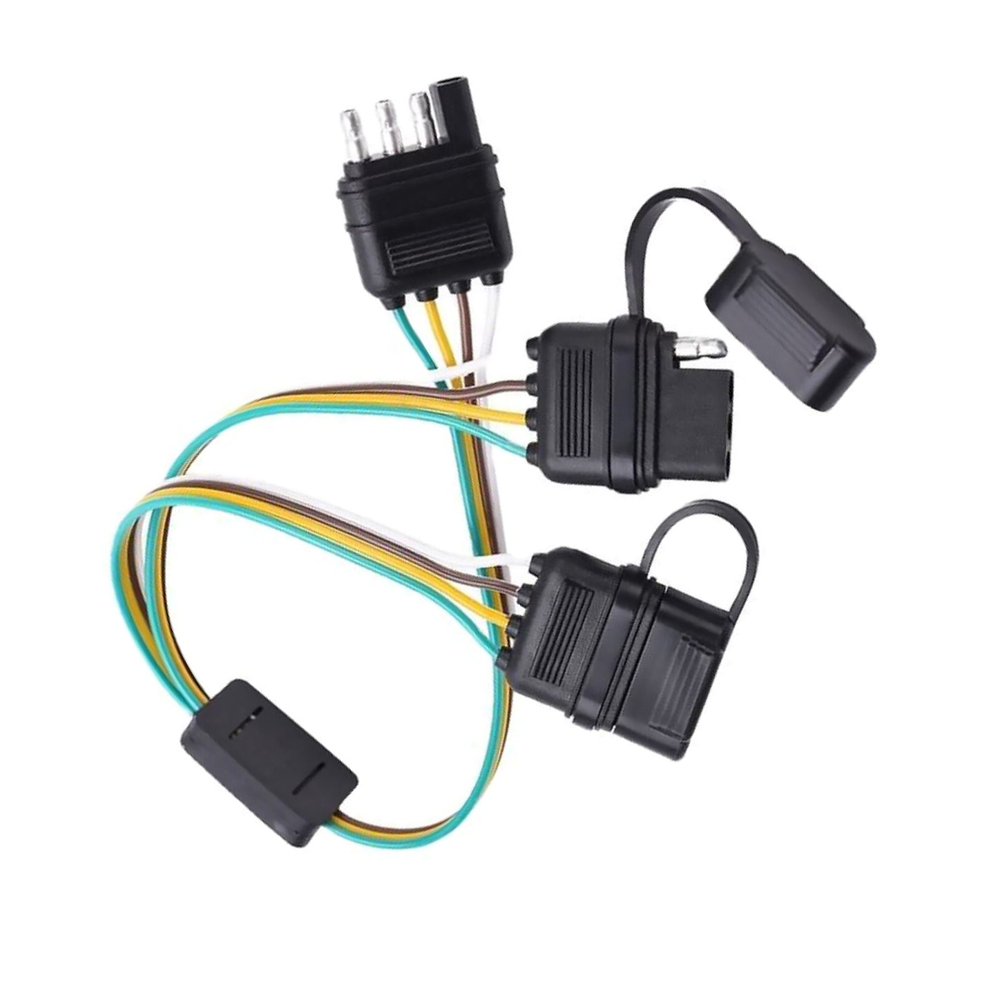 4-Pin Y-Splitter Adapter Trailer Extension Harness Connector with Dust Cap
