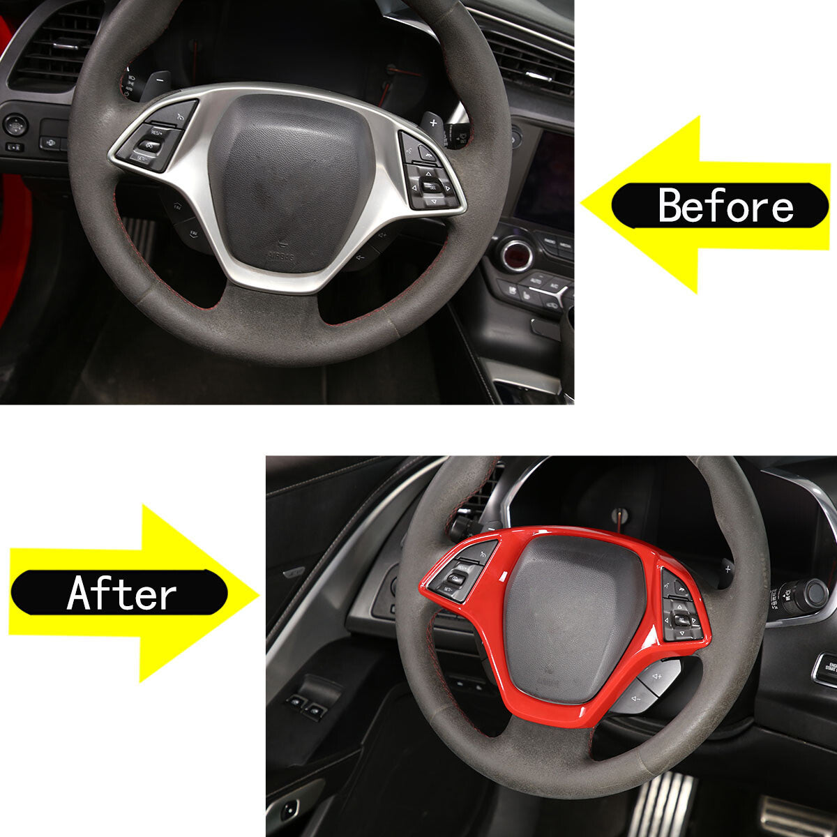 Interior car steering wheel cover trim accessory suitable for Corvette C7 2014-2019 Q