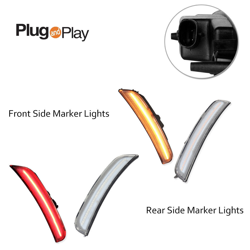 for for CHRysler 300 300C 2015-up Clear Front Amber Rear Red LED Side Marker Lights - v