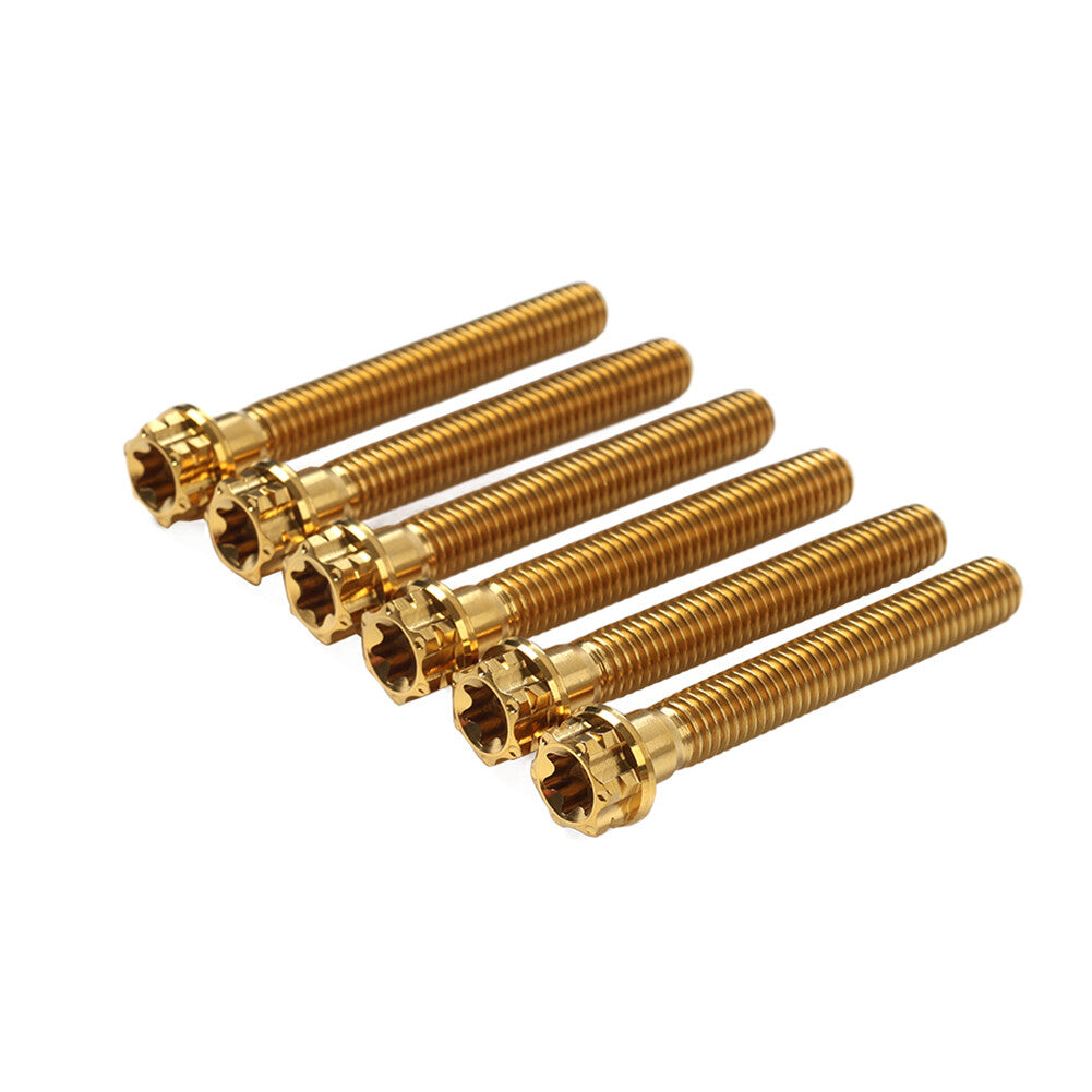 6pcs Bolts Torx Head Flange Screws M10x50mm Gold For Motorcycle Bike