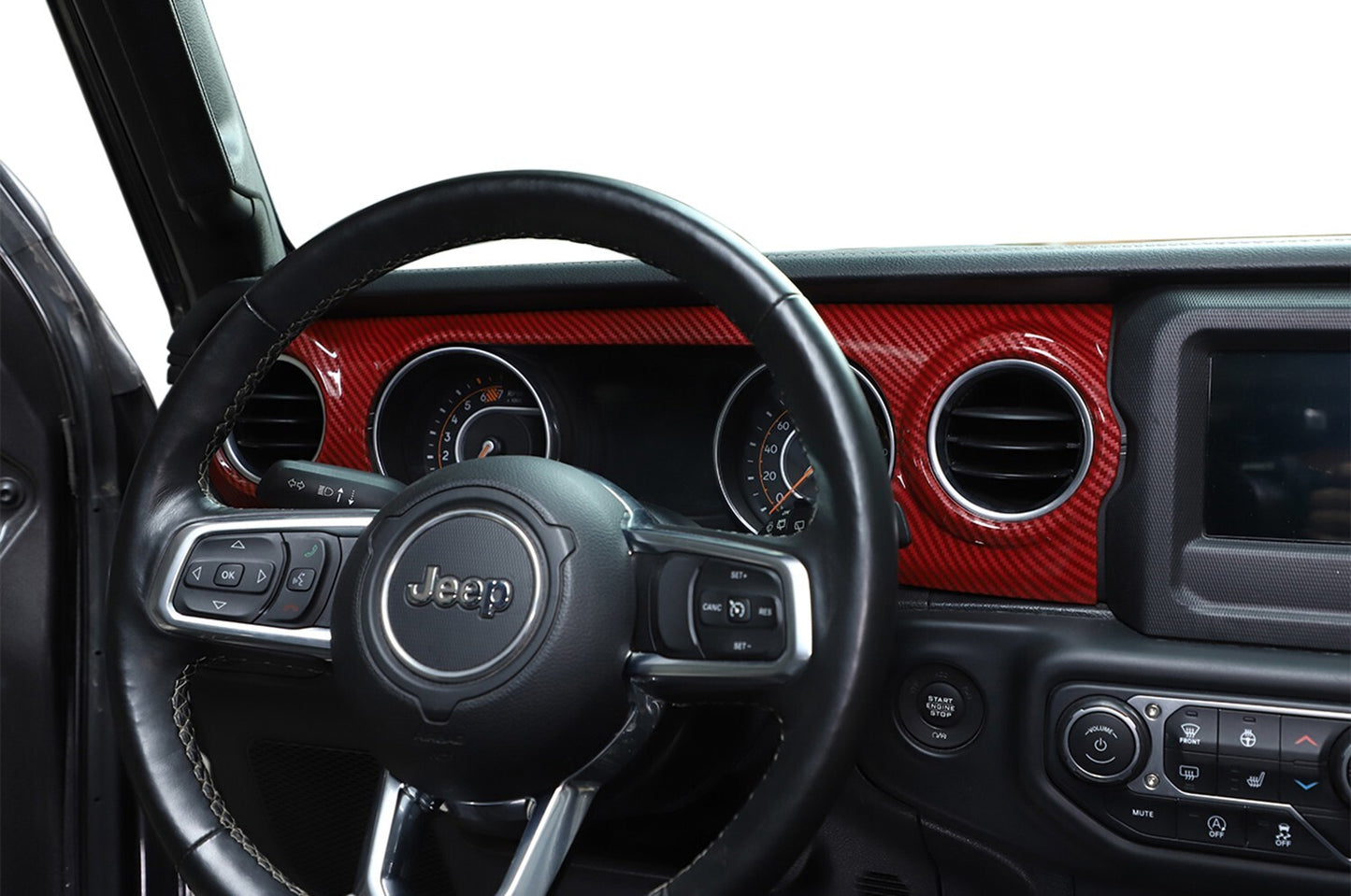 Carbon Fiber Style Console Dashboard Panel Trim for Jeep for Wrangler JL 2018-2024