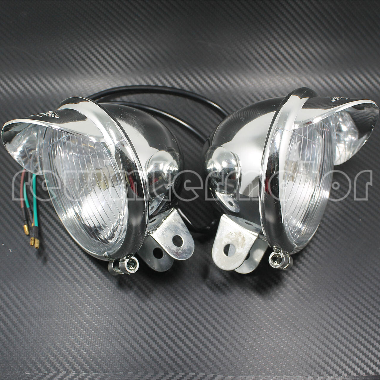 2x Fog Light Lamp Headlight Visor Motorcycle Universal Chrome ABS Plastic Q