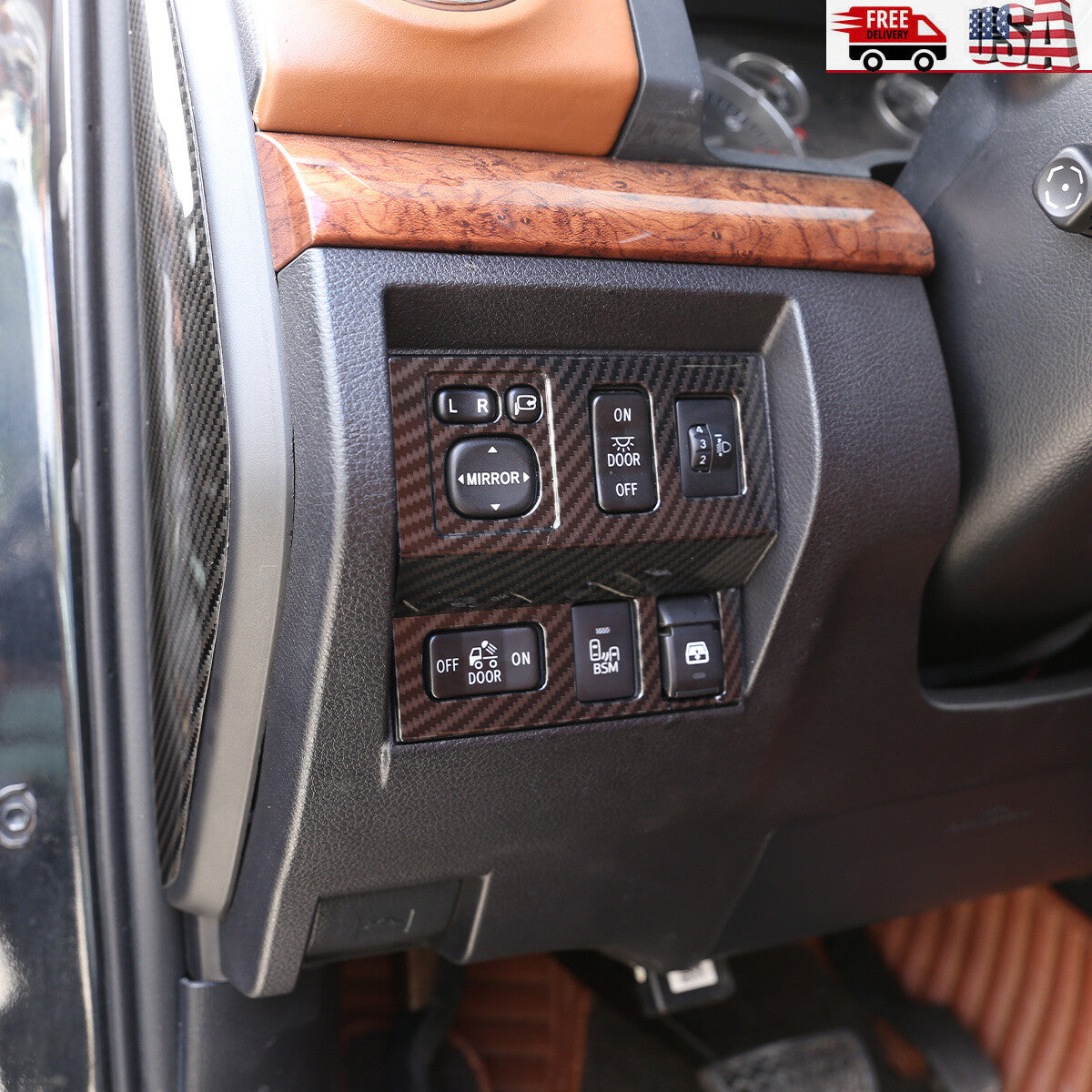 Carbon fiber ABS rear tailgate handle decorative cover suitable for Tundr @ 2022-23- v