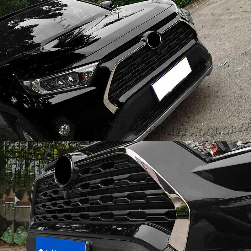 Stainless Front Grill Grille Molding Cover Trim Strips for Toyota Rav4 2019-2022