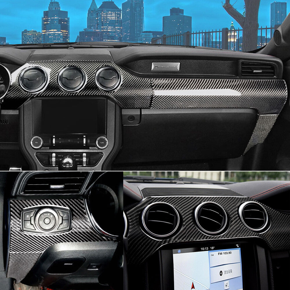 5¡ÁSoft Carbon Fiber Center Console Dashboard Panel Trim for Ford for Mustang 2015-22