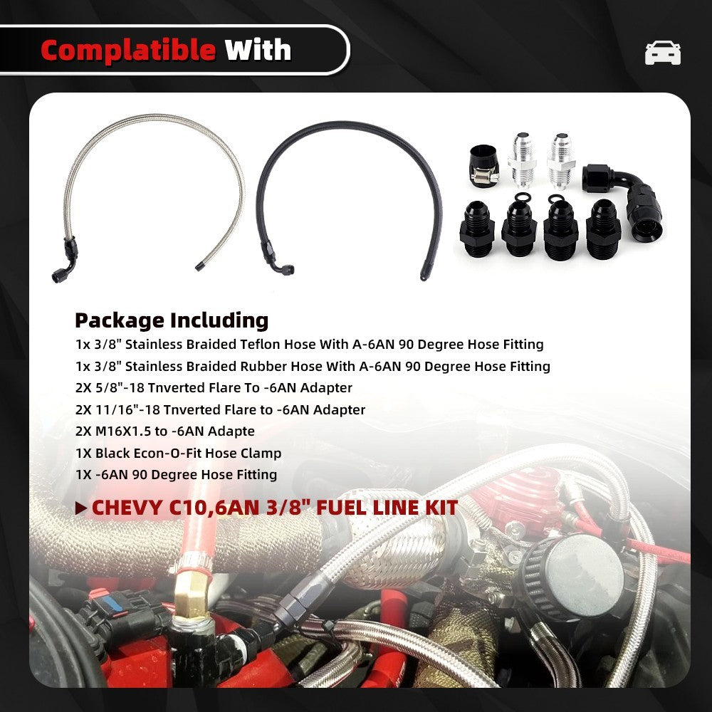 6AN Power Steering Hose Kit for chervy LS Swap Pressure Return Line Universal Q