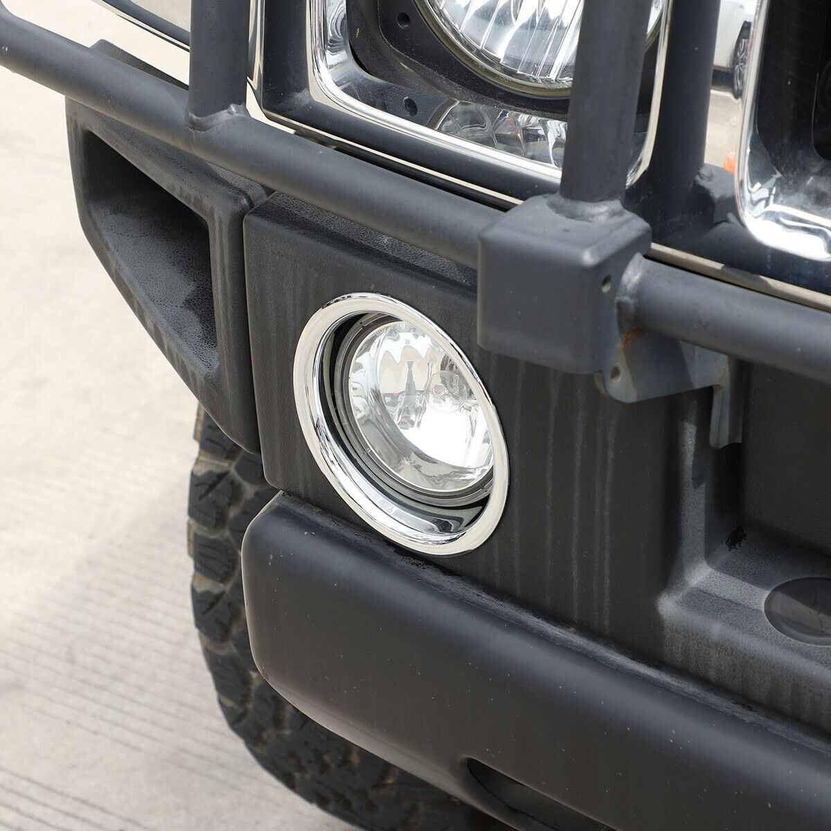 Chrome ABS Front Fog Light Lamp Ring Cover For HUMMER H2 2003-2009 Accessories