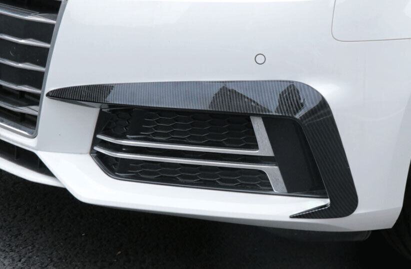 for Audi A4 S4 2017-19 Carbon Fiber Front Fog Light Eyelid Molding Strip Trim 2x