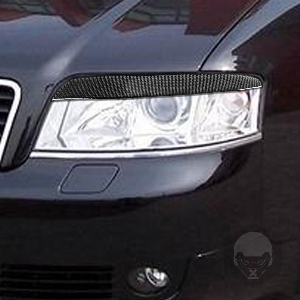 2¡ÁCarbon Fiber Front Headlight Eyelids Eyebrow Cover for Audi A6 C6 4F 2004-2009