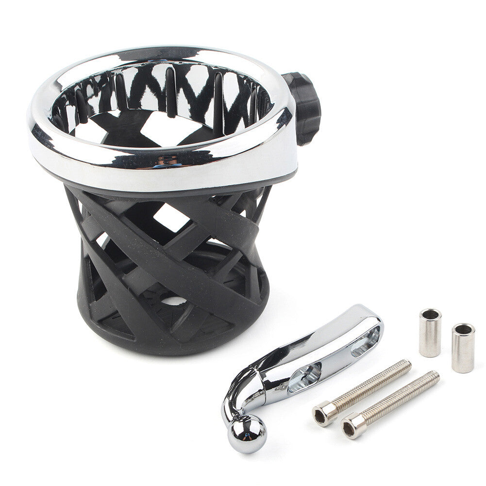Motorcycle Handlebar Cup Holder Drink W/ Mesh Basket Mount for Harley Universal
