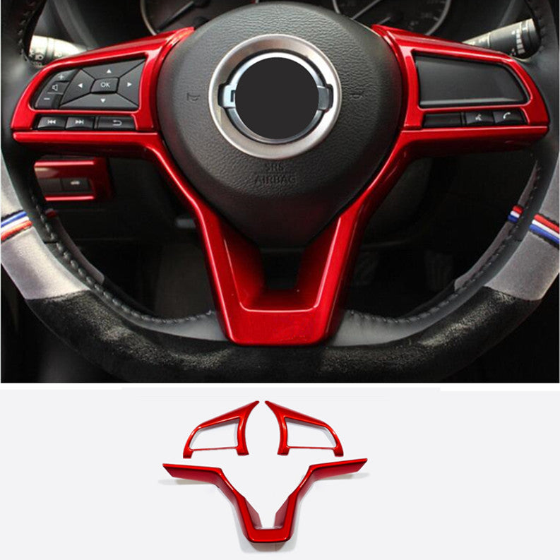3-piece Bright Red Steering Wheel Trim Set for Nissan Versa 2020 - 2024