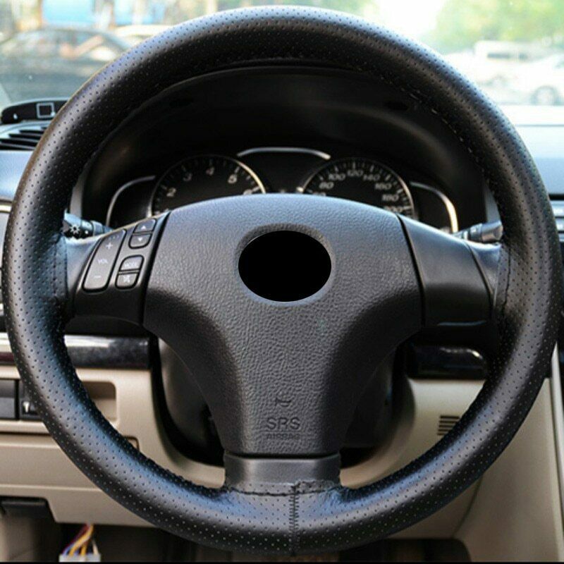 Car steering wheel cover 38 cm leather woven needle thread car cover Q