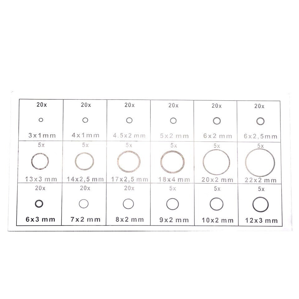 225 Pcs Universal Rubber O-ring Metric Assortment Set Gasket Seal Mm Kit Q