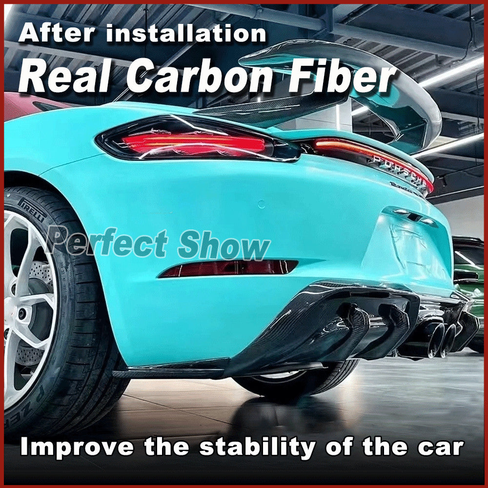 Fit for Porsche 718 Cayman Spyder Matt Carbon Rear Bumper Diffuser Lip