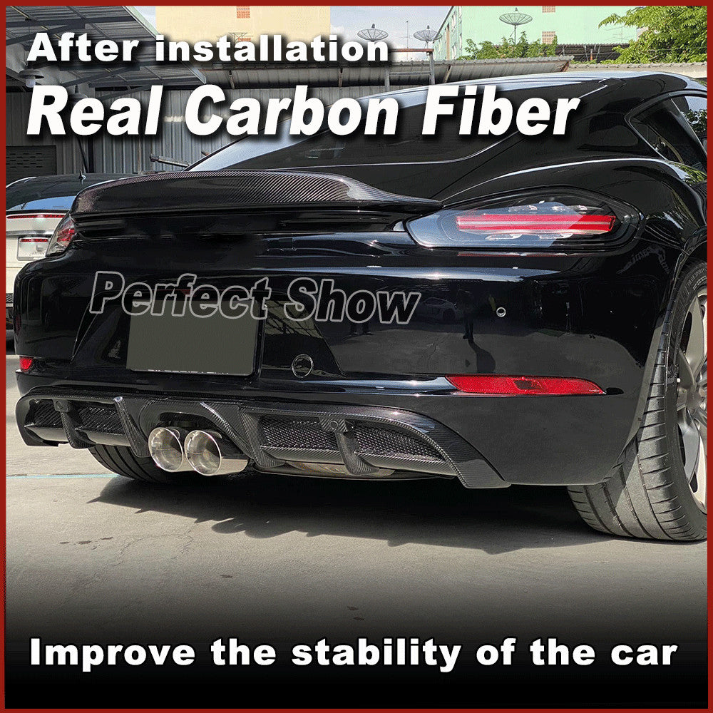 for Porsche 718 Cayman 2016-19 REAL Carbon Rear Bumper Diffuser Spoiler
