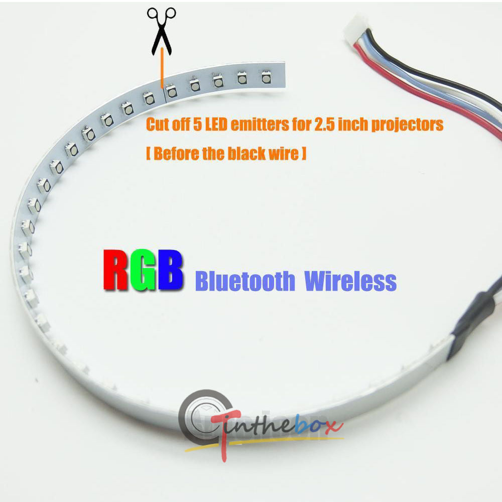 RGB LED Wireless BT Remote Control Devil's Eye Eye Ring: Headlight Projector Lens- v
