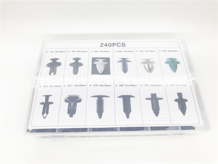 240 Pcs 12 Kinds Mixed Plastic Car Bumper Fender Door Inner Panel Fastener Clips