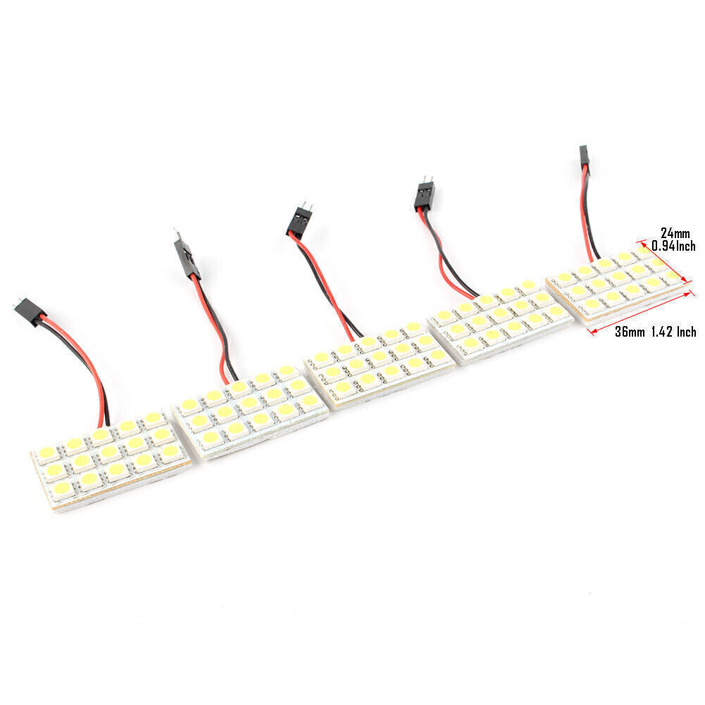 5X Car Festoon T10 BA9S White LED 15SMD Panel Interior Dome Map Light Bulb Lamp